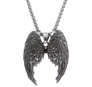 Aile d'ange rétro swagor punk, bijoux de <span class=keywords><strong>motard</strong></span>, pour femmes, en acier inoxydable, collier pendentif avec ailes d'ange, DMP 018 dmp018 - Product Image 1