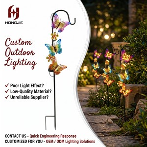 Lampes solaires papillon pour jardin, décoration extérieure, lampes à piquet en métal coloré avec crochet de berger, étanches IP44, certifiées CE RoHS - Product Image 1