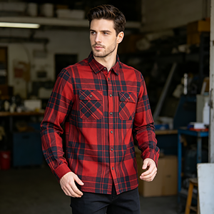 <span class=keywords><strong>Camicia</strong></span> a Quadri in Flanella per Uomo, 100% Cotone, Ecologica, Traspirante, Resistente, Leggera, Stile Western, Abbigliamento da Lavoro Classico - Product Image 3