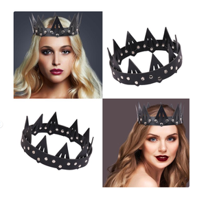 Yy Sáng Tạo Da Nữ Hoàng Vương Miện Halloween Spiked Cosplay Lễ Hội Headpie Đen Gothic Gothic Vương Miện Đảng - Product Image 2
