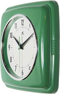 Infinity Instruments Reloj de pared Retro verde de 9 pulgadas Mid Century Modern Square Silent Quartz Sweep Banderas promocionales Banners - Product Image 3