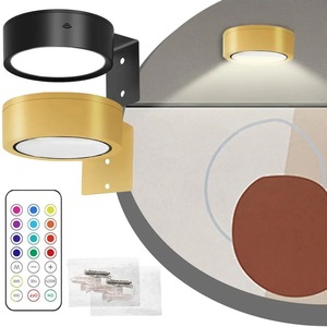 Lampe murale LED magnétique, éclairage nocturne à intensité variable, lampes magnétiques pour photos, 360°. Lampe de nuit à télécommande tactile rotative pour armoire - Product Image 1