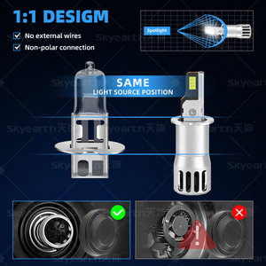 L1 H3 LED Truck Headlights Copper Tube Cooling 35W Bulb Heat Dissipation Plug And Play Auto Parts Supplier Stock - Product Image 6