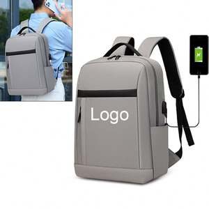 Sac d'ordinateur imperméable pour voyage d'affaires avec logo personnalisé, chargeur USB pour hommes, grand sac à dos pour ordinateur portable de 15,6 pouces - Product Image 1