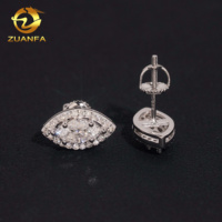 Boucles d'oreilles Hip Hop en Moissanite Taille Marquise, Testées au Diamant, à Visser, en Argent 925, Stock USA