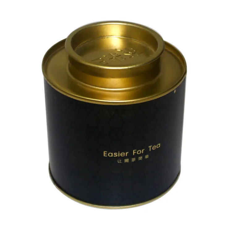 Boîte ronde en métal classique de qualité alimentaire Boîte en fer blanc Conteneur de thé de luxe Emballage en métal