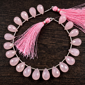 Perles de quartz rose facettées, perles de quartz hydro, 10x14mm, forme goutte d'eau, perles briolette - Product Image 1