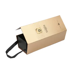 Desain Premium Logo Kustom Dibuat Kardus Kaku Kemasan Magnetik Botol Anggur Kaca Sampanye Kotak Hadiah
