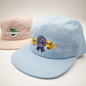 Casquette de sport d'extérieur imperméable en coton 100% à 5 panneaux en maille avec cordon de serrage, fermeture snapback et design triangulaire perforé au laser - Product Image 6