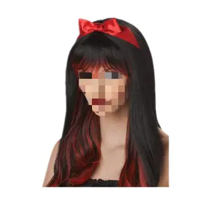 Kostum pesta wanita hitam terpesona warna wig Halloween sintetis HPC-1231