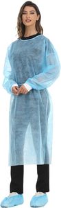 Delantal desechable azul HC, bata de aislamiento de HDPE/PE, impermeable para laboratorio, con puños tejidos, manga larga, con relieve en el mango, en bolsa termoencogible. - Product Image 5