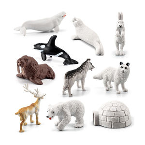 Enfants réalistes Mini figurines d'animaux jouets solide PVC arctique hiver Igloo chien baleines phoques renard morse renne animaux à vendre - Product Image 2