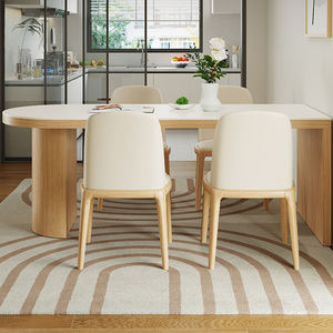 <span class=keywords><strong>Table</strong></span> de style île en dalle de roche blanche moderne maison <span class=keywords><strong>cuisine</strong></span> salon contre le <span class=keywords><strong>mur</strong></span> <span class=keywords><strong>table</strong></span> à manger ovale en bois - Product Image 2