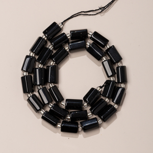 Perles de chakra en tourmaline noire naturelle de 8x10 mm, pierre précieuse de quartz facettée, forme libre, tube, colonne, pour la fabrication de bijoux, énergie puissante - Product Image 1