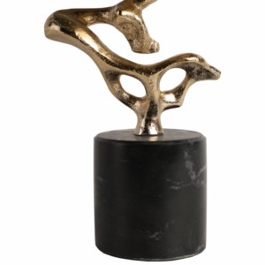 Vaso in vetro conico con base in marmo e supporto in metallo scultoreo per decorazioni per la casa - Product Image 5