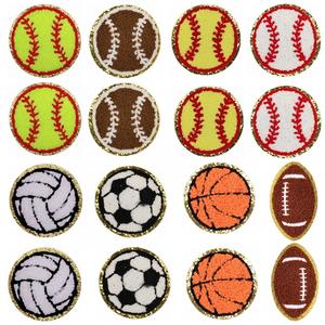 In Stock Sports Ball Patch Chenille Embroidery Iron on Badminton Tennis <strong>Basketball</strong> Football Rugby Baseball Patches - Product Image 3
