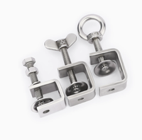 304 Stainless Steel U-Bolt Clamp C-Clamp Square Pipe Clamp with Manual Tightening Eye Nut