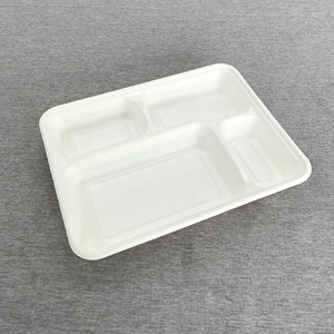 Boîte à lunch écologique à 5 compartiments, contenants de stockage pour aliments à emporter, boîte <span class=keywords><strong>en</strong></span> papier, assiette, couvercles et couvercles - Product Image 6