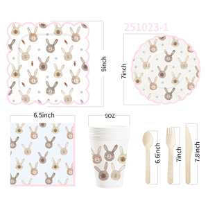 DAMAI New Customized Design <b>Easter</b> Theme Disposable Dessert Dinner Paper Plates <b>Cups</b> Napkin with Rabbit Tableware Set - Product Image 5