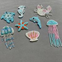ZSY personnalisé à la main animaux marins étoile de mer coquilles tortue de mer dauphin perlé strass Patch 3D paillettes Applique pour vêtements