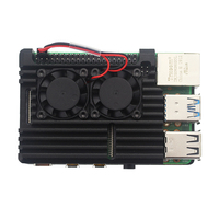 Raspberry Pi Modelo B Dual Fans CNC de aleación de aluminio de Metal 4 Color armadura carcasa con disipadores de calor para raspberry Pi 4B/3B +/3B