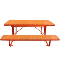 Tables de pique-nique extérieures enduites de poudre de 1800mm Ensemble de chaises de table en fer de jardin Tables de bar de restaurant carrées à l'extérieur