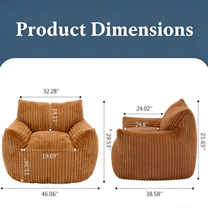Fauteuil pouf en <span class=keywords><strong>peluche</strong></span> avec accoudoirs pour adultes, canapé de sol moelleux et confortable, fauteuil d'appoint individuel pour salon, chambre et dortoir - Product Image 6