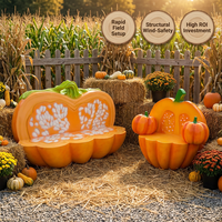 Chaise-banc géante personnalisée en résine de fibre de verre pour extérieur, en forme de citrouille d'Halloween, pour projet de décoration de ferme agrico-touristique et de champ de citrouilles