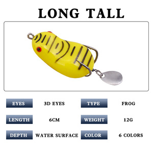 New Frog <b>Lure</b> Soft Bait 60mm 12.2g Topwater Spinner Double Hook Snakehead <b>Fishing</b> Tackle - Product Image 5