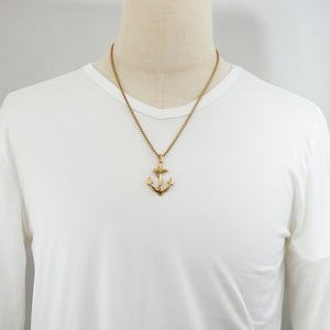 Collar con colgante de ancla yunnique, cadena de 60cm de aleación de zinc dorado, regalo, joyería de moda - Product Image 4