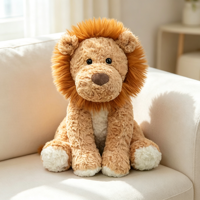 Boneka Singa Plushie Custom, Bulu Lembut Keriting, Cocok untuk Hadiah dan Dekorasi Rumah