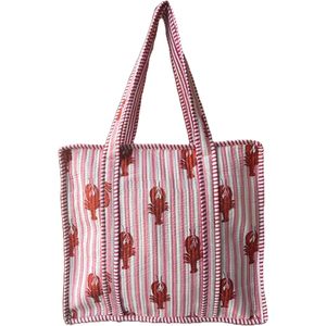 Sac fourre-tout matelassé en coton Cotsiler style bohème, grand sac à bandoulière rayé imprimé homard, léger, pour la plage et les voyages - Product Image 1