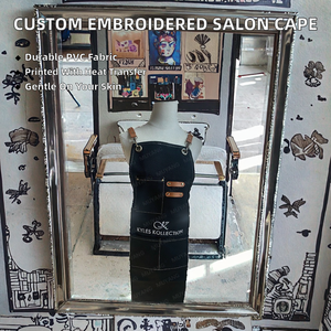 ผ้าคลุมตัดผมช่างทำผมแบบใหม่ พิมพ์ลายด้วยความร้อนบน PVC สวมใส่สบาย พร้อมโลโก้สั่งทำได้ - Product Image 2