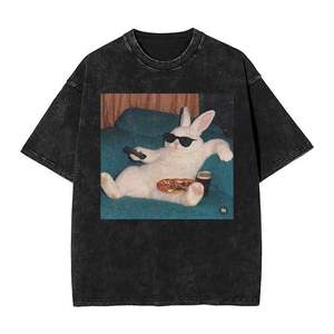 เสื้อยืดลายแมวสไตล์แก๊งสเตอร์วินเทจสุดเท่ ทรงหลวมสไตล์อเมริกัน แขนสั้นผ้าฝ้ายแท้ - Product Image 5