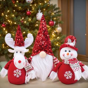 Décorations de Noël en tissu de luxe : Poupées, Gnomes rouges à paillettes, Vieillards, Bonhommes de neige et Élans pour la maison - Product Image 1