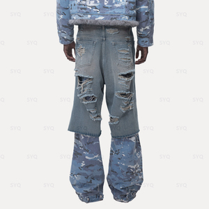 กางเกงยีนส์สำหรับผู้ชายกางเกงยีนส์ขายาวมีคุณภาพสูงสำหรับผู้หญิงเสื้อผ้าแนวสตรีทกว้าง - Product Image 2