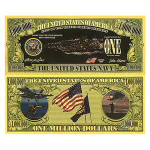 11 stijlen US Navy gouden folie bankbiljet 1000000 USD dubbelzijdig 15x7cm verzamelbaar non-valuta cadeau voor veteranen & verzamelaars - Product Image 6