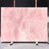 Onyx rose clair naturel poli dalle de pierre de marbre rose rose rétro-éclairé Onyx pierre translucide panneau mural de fond intérieur
