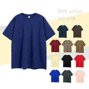 Wholesale new trend men and women can be customized logo 100% cotton summer cotton blank T-shirt 260GSM