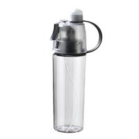 Bouteille d'eau sport en plastique Tritan sans BPA de 600 ml avec paille longue et fonction pulvérisateur