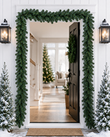 Guirlande de Noël artificielle en PVC de 2,7 m prête à être expédiée, en rotin PVC vert pour la décoration de la cheminée et des escaliers à la maison