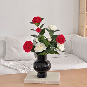 Flores Artificiales de Camelia de Seda, Alta Simulación, Decoración para Sala de Estar - Product Image 3