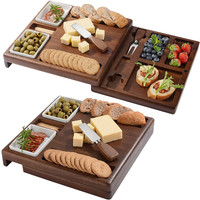 Plateau de service et planche à découper en bois de hêtre avec compartiment et bol en céramique pour usage hôtelier