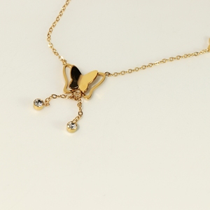 Pulsera de Cadena con Eslabones de Mariposa y Estrella, Brazalete de Acero Inoxidable, Chapado en Oro, Tono Plateado, con Circonitas Colgantes, Joyería para Mujer - Product Image 2