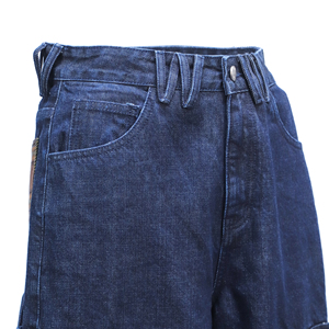 MC BUILD OEM Bermuda in denim da <span class=keywords><strong>uomo</strong></span> con tasche, stile trucker, decorazioni e patchwork, a vita media - Product Image 5