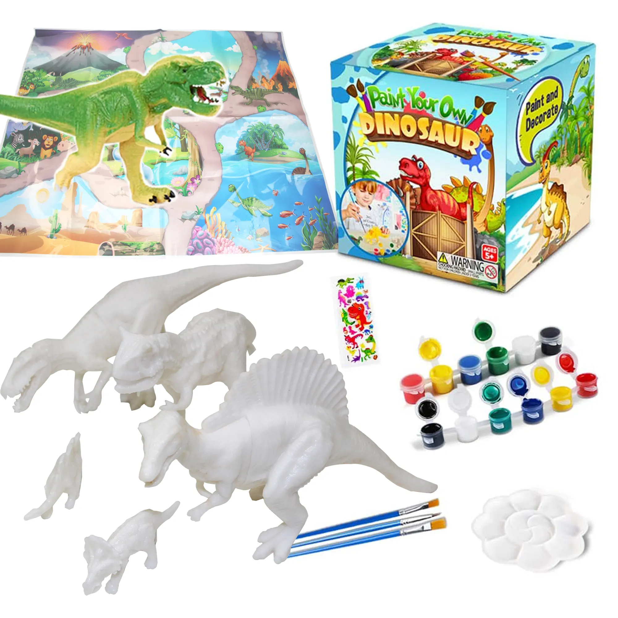 DIYギフトイースターペイントあなた自身の恐竜動物セット工芸品と芸術セット絵画キット恐竜のおもちゃ