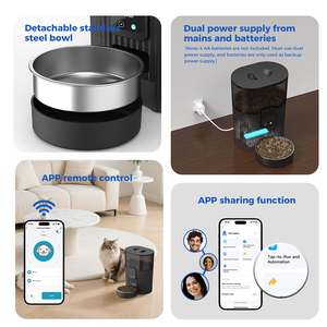 Distributore Automatico di Cibo per Cani e Gatti 3L Compatibile con WiFi Alexa Echo Dispenser Programmabile Ciotola in Acciaio Inox 10 Pasti al Giorno - Product Image 3