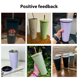 Top Seller 500ml 750ml Skinny Double Wall Water <b>Thermo</b> Mug Drinkware Vacuum Insulated Stainless Steel Tumbler With Straw Lid - Product Image 6