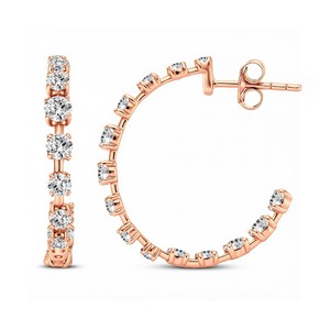 Pendientes de Aro con Diamantes Redondos Creados en Laboratorio para Mujer, Color VVS VS EF, Plata de Ley 925, Oro de 10KT 14KT 18KT, Joyería Fina de Lujo - Product Image 1