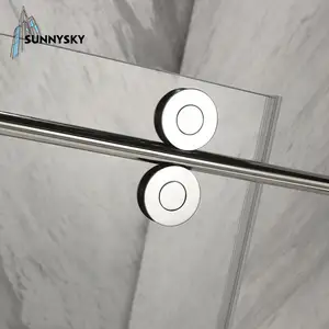 Sunnysky otel duş cam panel ekran şeffaf çerçevesiz çift bypass banyo temperli cam duş odası
